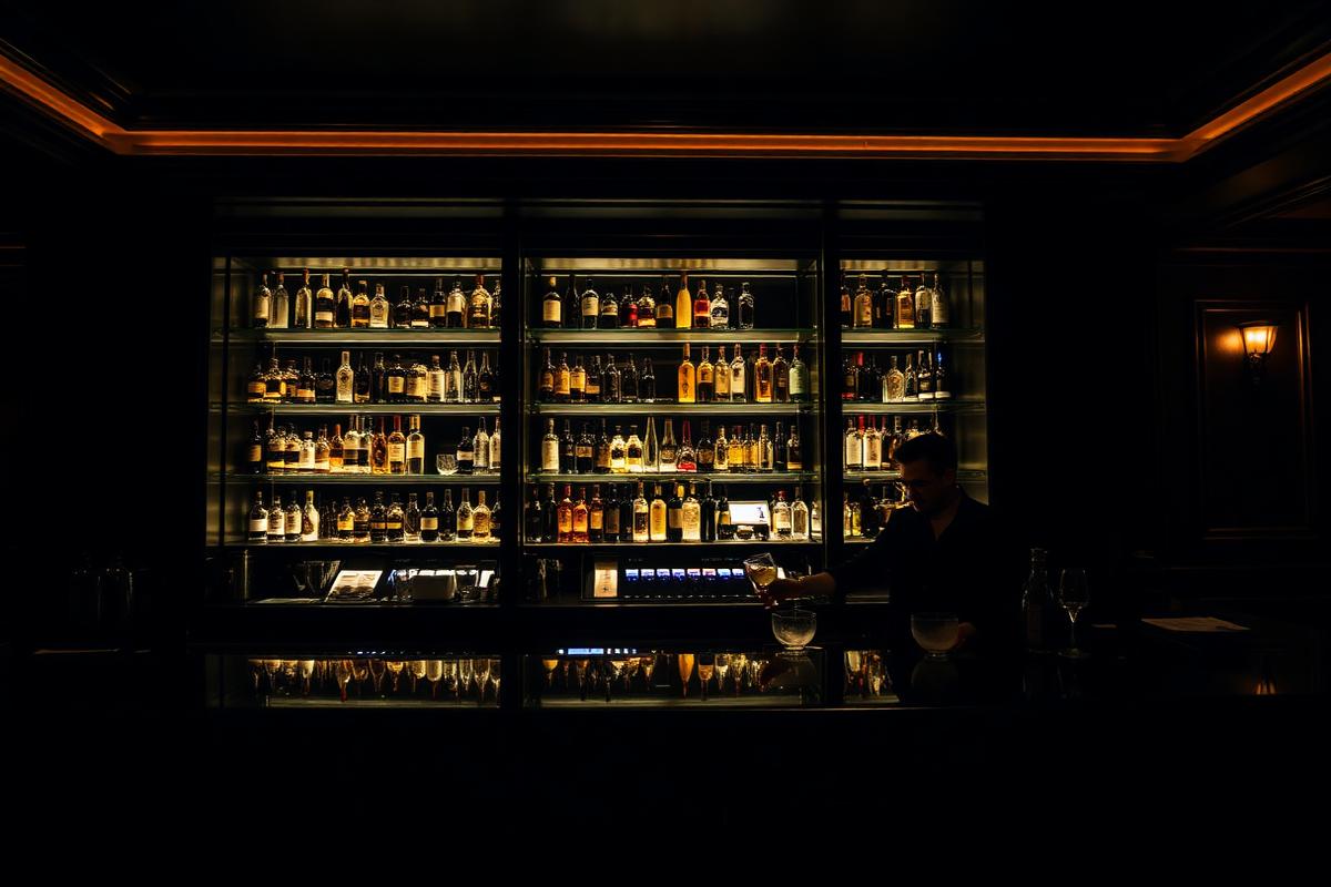 Backlit bar shelf